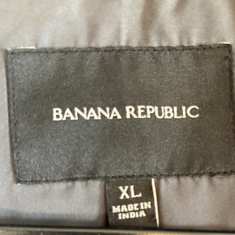 Banana Republic Mens XL Quilted Field Jacket Gray Double Breasted Puffer Coat